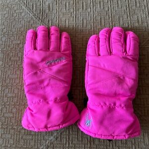 Spyder Girls Ski Snow Gloves Insulated Bright Pink and Black- size M